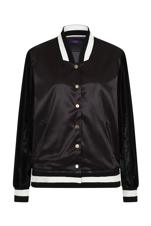 Black Satin Varsity Jacket